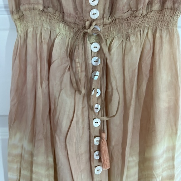 TIERA HAWAII - handmade rayon maxi dress tie dye tan one size (see measurements) - Picture 3 of 10